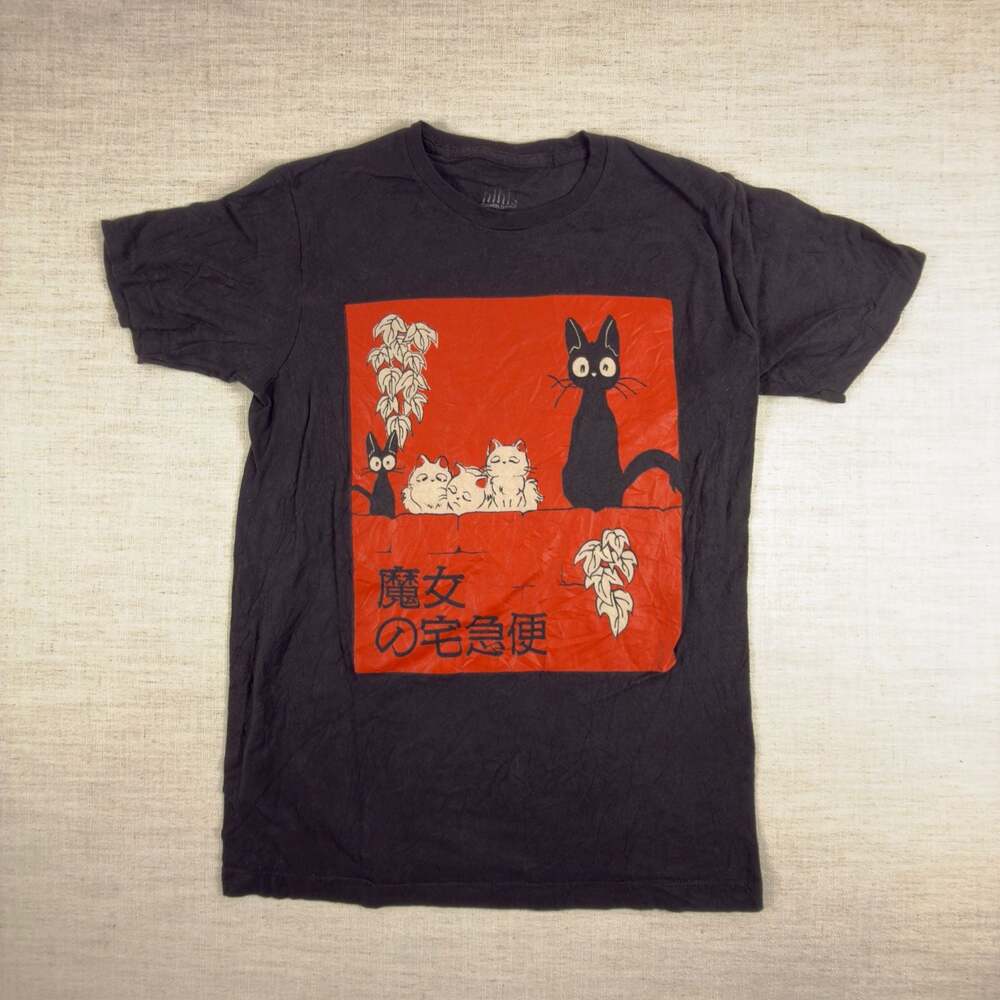 Studio Ghibli Kiki's Delivery Service Jiji Cat Graphic T-Shirt Size XS